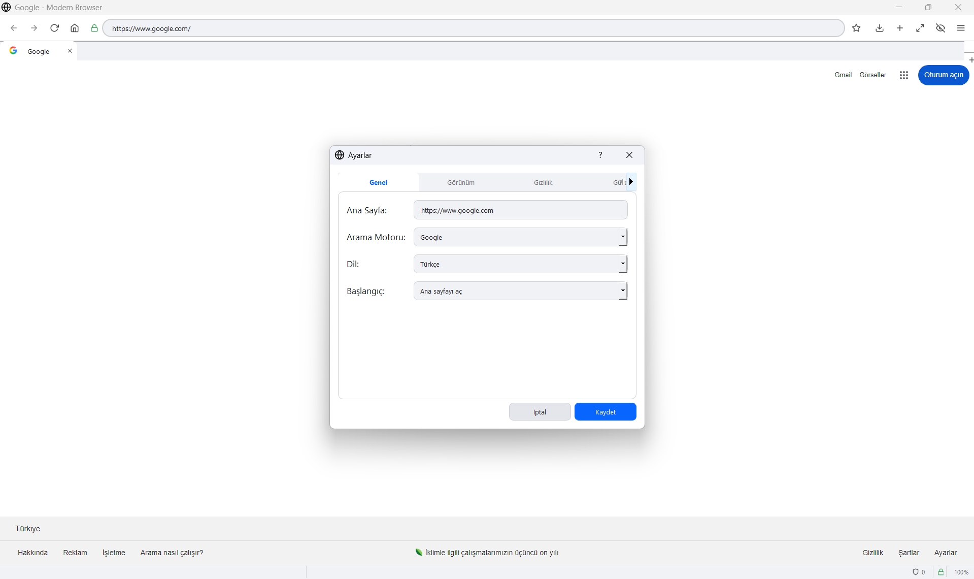 Modern Browser Screenshot